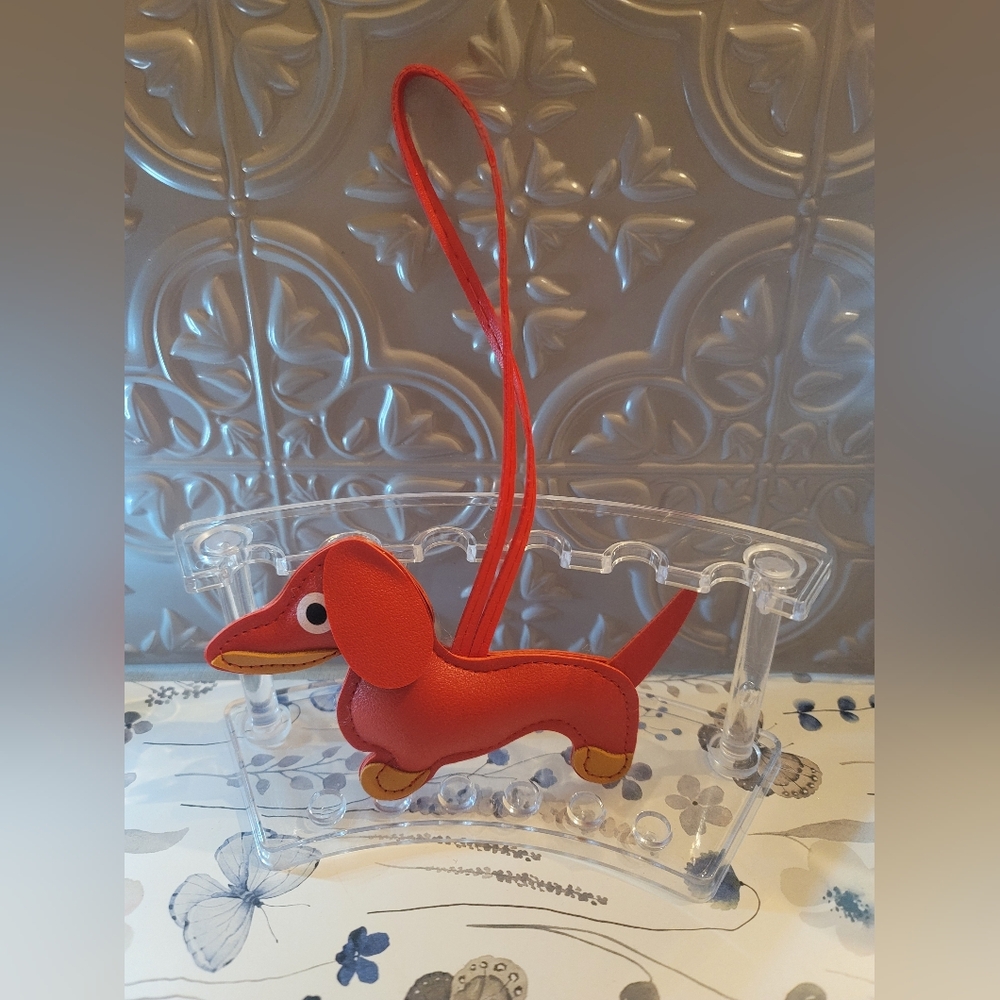 Dachshund Dog Bag Charm- Red with Tan accents - Picture 3 of 7